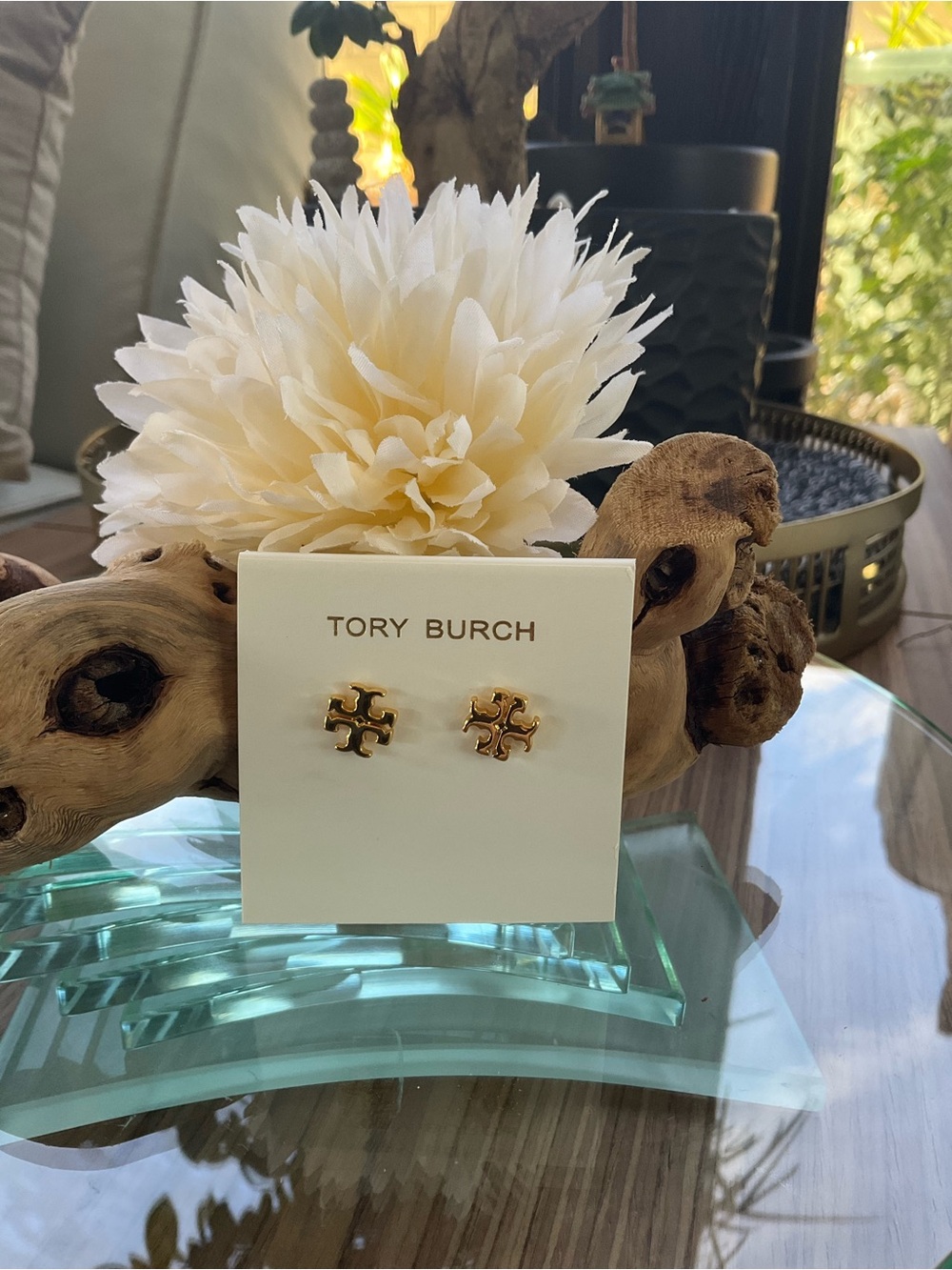 Tory Burch Double T Logo Stud Earrings